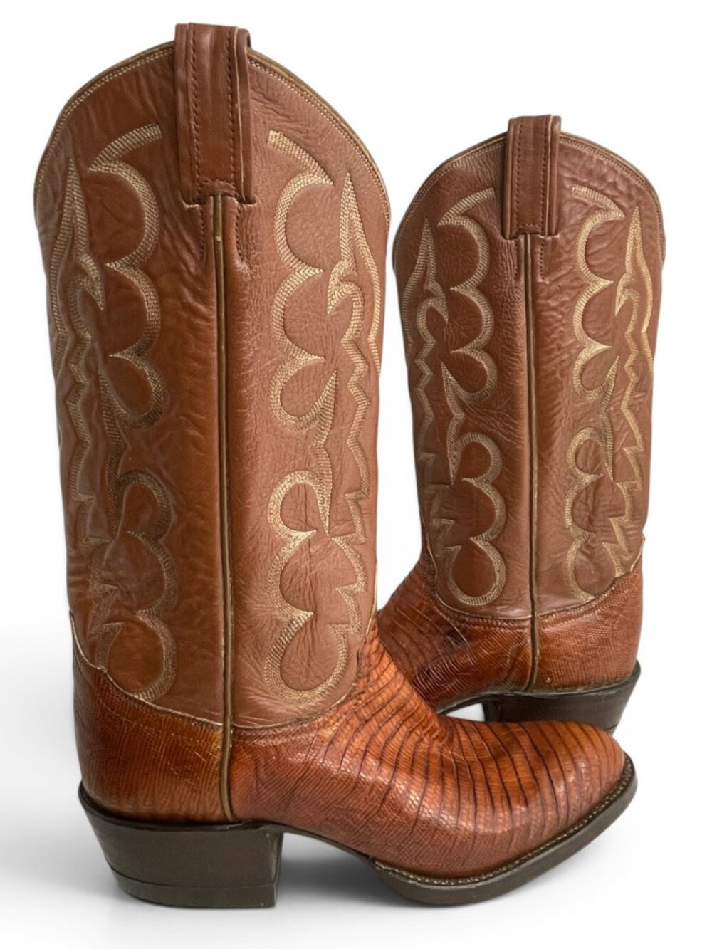 Tony Lama 8250 Teju Lizard Leather Western Vintage Cowboy USA Boots Men's 7 B